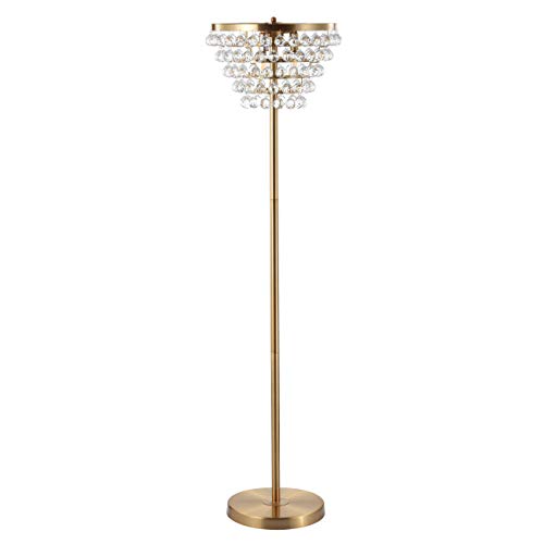 60" Crystal/Metal LED Floor Lamp, Contemporary, Modern, Transitional, Elegant, Office, Living Room, Family Room, Dining Room, Bedroom, Hallway, Foyer, Brass Gold/Clear