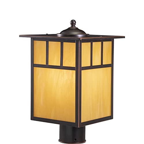 Indoor Outdoor Pendant Light - Mission Oil Burnished Bronze 7.25" Porch Hanging Ceiling Light Fixture with Honey Opal Glass, Craftsman Exterior Lantern Porch, Front Door, Entryway