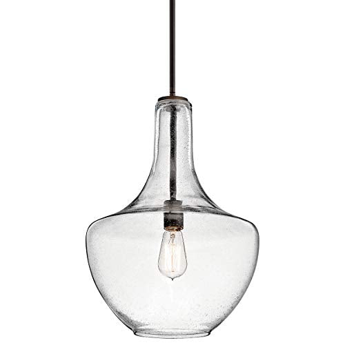 19.75" Kitchen Bell Pendant in Olde Bronze®, 1-Light Clear Glass Pendant Light, (19.75" H x 13.75" W), 42046OZ