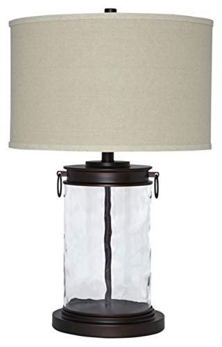 Modern 25.25" Glass Table Lamp with Hardback Shade, Clear