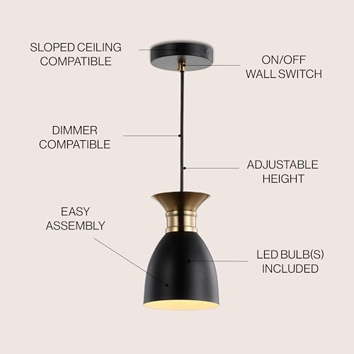 Linear 3-Light Metal LED Pendant Contemporary Dimmable Dining Room Living Room Kitchen Foyer Bedroom Hallway, Black/Brass Gold