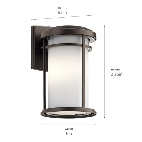 10.25" 1 Light Outdoor Wall Light with Satin Etched Glass in Olde Bronze