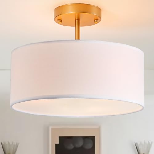 Semi Flush Mount Ceiling Light,13 inch Modern 3-Light Ceiling Light Fixture,Black Semi Flush Mount Light Fixture,Flush Mount Lighting for Bedroom,Dinning Room and Hallway