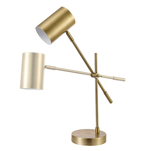 20" Desk/Table Lamp, Matte Brass Finish, Adjustable Height, Balance Arm, in-Line Rocker On/Off Switch