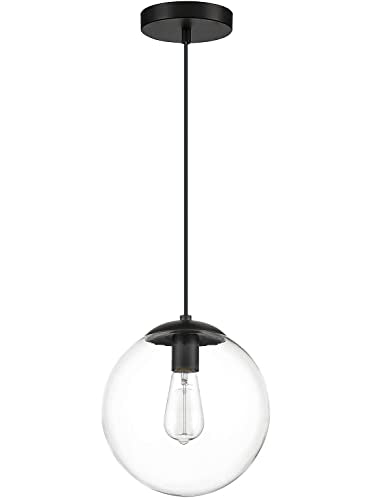 6-inch Mini Modern Globe Pendant Light Clear Glass with Brass Finish Contemporary Mid Century Adjustable Hanging Light Fixture for Living Room Bedroom Kitchen