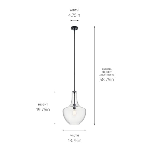 19.75" Kitchen Bell Pendant in Olde Bronze®, 1-Light Clear Glass Pendant Light, (19.75" H x 13.75" W), 42046OZ