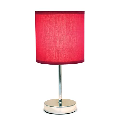 Chrome Mini Basic Table Lamp with Fabric Shade, White