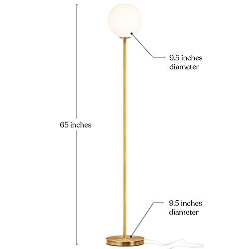 LED Floor lamp, Modern Lamp for Living Rooms & Offices, Great Living Room Décor, Tall Lamp with Frosted Glass Globe, Mid Century Standing Lamp for Bedroom Reading - Brass/Gold