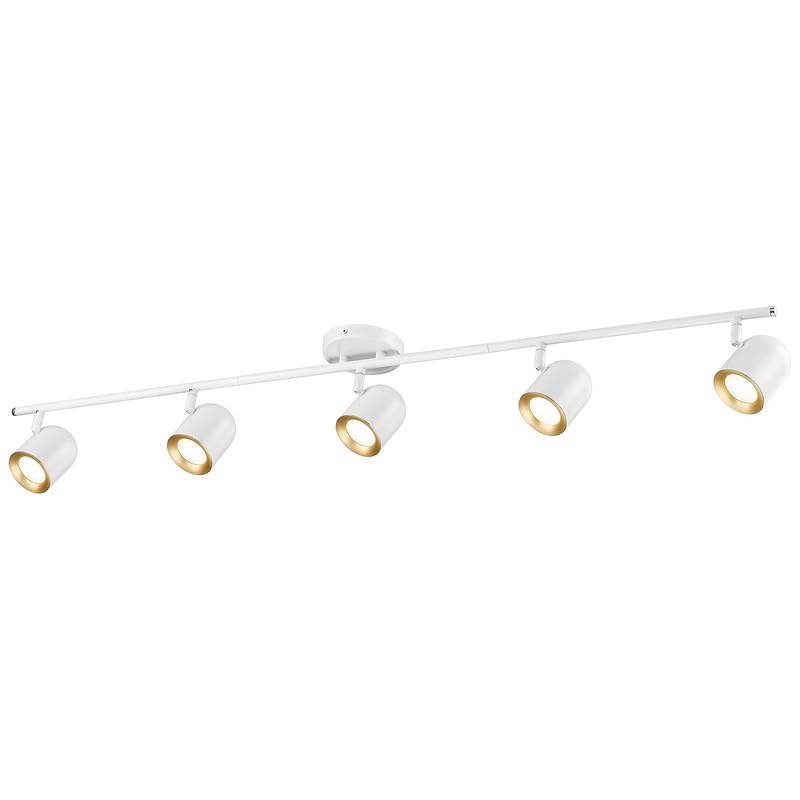 44" Adjustable LED Track Light - 4000K Gold Ceiling Track Lighting Fixture, 350° Rotatable | Modern Kitchen Track Lights | Versatile LED Track Lighting Kit, 4FS78TL-5 BG