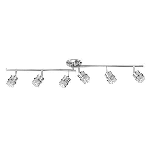 6-Light Foldable LED Integrated Track Lighting, Matte Black, Center Swivel Bars, 2400 Lumen