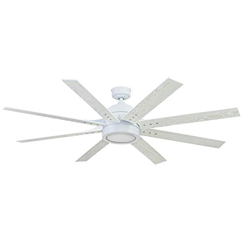 Ceiling Fans Xerxes, 62 Inch Contemporary LED Ceiling Fan with Light and Remote Control, 8 Blades with Dual Finish, Reversible Motor - 51628-01 (Brushed Nickel)