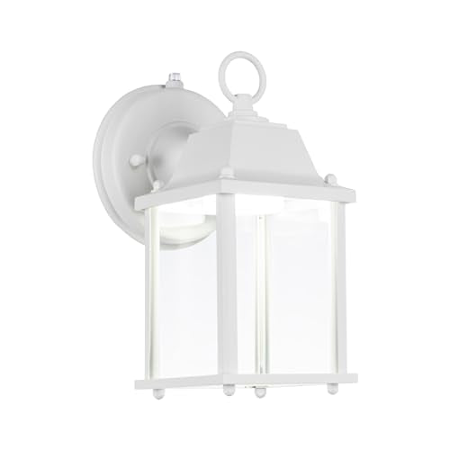 Outdoor Wall Lantern, Wall Sconce as Porch Lighting Fixture, E26 Base 60W Max., Aluminum Housing Plus Glass, Water-Proof and Outdoor Rated, ETL Qualified, 2-Pack, White