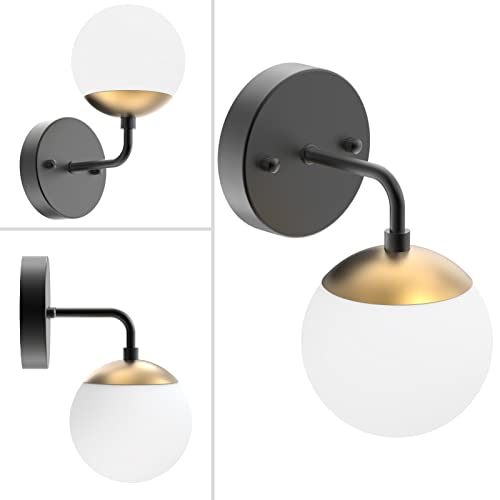 Gold Wall Sconce 1 Light,Mid Century Modern Globe Wall Sconce, Gold Wall Light for Restaurant Living Room Bedside Stairs Bathroom Mirror(3000K G9 Bulbs Include)