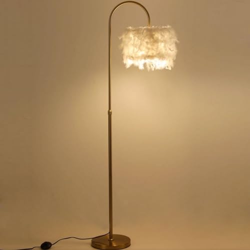 Floor Lamp White Natural Ostrich Unique Bedside Floor Lamps with Foot Switch Modern Gold Luxury LED Bulbs Resin Standing Light for Bedrooms Dining Room Living Room Kitchen 35 Pieces