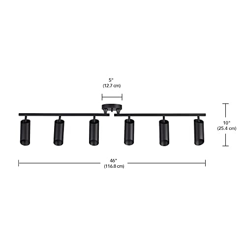 6-Light Track Lighting, Matte Black, Center Swivel Bars