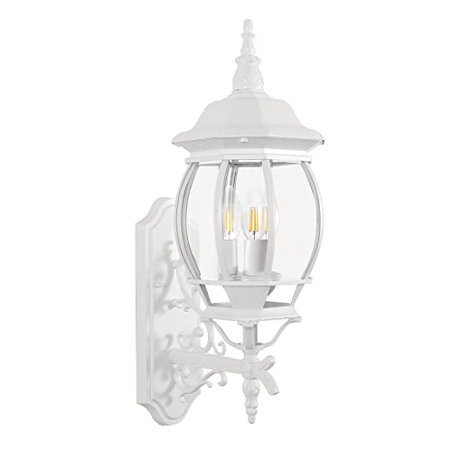 White Outdoor Wall Lantern, Wall Sconce Outside Light Fixtures for Porch Exterior Wall Lantern Waterproof Sconce Lights Wall Lights for Living Room