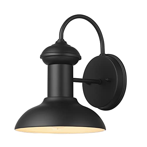 Modern Farmhouse Wall Sconce, Matte Black, 12 x 11 x 9 inches, Indoor/Outdoor, Kitchen, Porch Decor, 60W Bulb