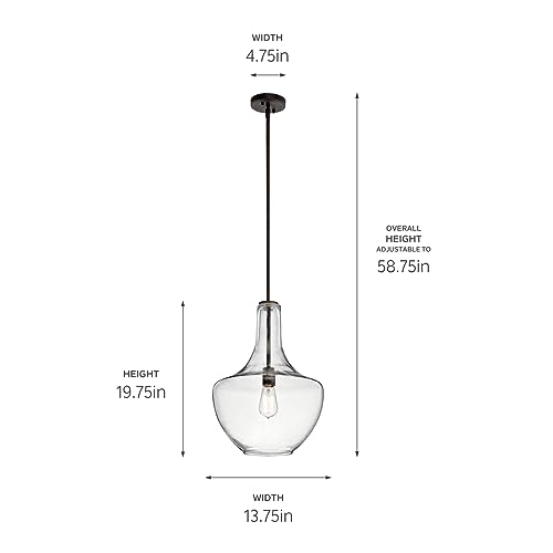 19.75" Kitchen Bell Pendant in Olde Bronze®, 1-Light Clear Glass Pendant Light, (19.75" H x 13.75" W), 42046OZ