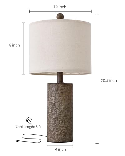 20.5" Farmhouse Lamp Single Resin Table Lamps for Living Room Bedroom Entryway Table Office Dorm Boho Nightstand Small Table Lamp Industrial End Side Table Lamps Gray