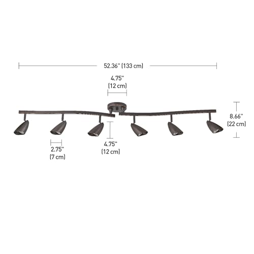 6-Light Adjustable S-Shape Track Lighting, Bronze Color, Oil Rubbed Finish