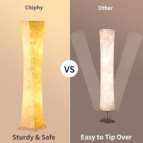 Floor Lamp, Dimmable 64" Tall Standing Lamp, 3 Levels Adjustable Brightness 12Wx2 LED Bulbs, Column Floor Light w/White Fabric Shade, Home Decor for Living Room, Bedroom, Kids Room