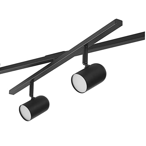 6-Light Foldable LED Integrated Track Lighting, Matte Black, Center Swivel Bars, 2400 Lumen