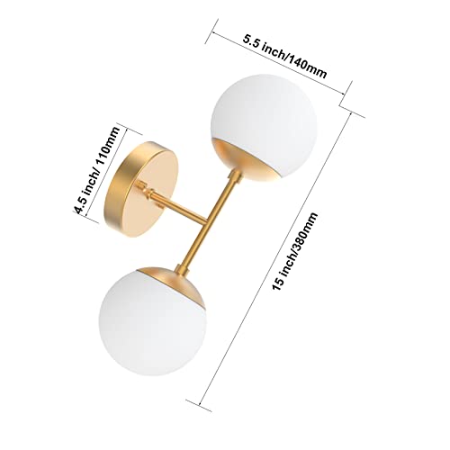 Gold Wall Sconce 1 Light,Mid Century Modern Globe Wall Sconce, Gold Wall Light for Restaurant Living Room Bedside Stairs Bathroom Mirror(3000K G9 Bulbs Include)