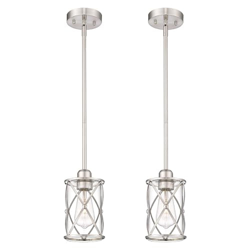 Brushed Gold Pendant Light Fixtures, 3-Light Modern Dining Room Cluster Pendant Light with Milky Glass, Mid Century Cage Hanging Pendant Lighting for Kitchen, Adjustable, CH9176BGW3