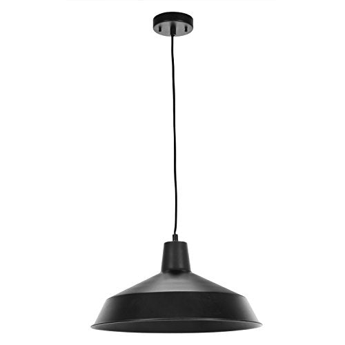 1-Light Industrial Warehouse Pendant, Matte Black, E26 Base Socket, Kitchen Island, Café, Decorative, Ceiling Hanging Light Fixture, Modern, Vintage, Bulb Not Included