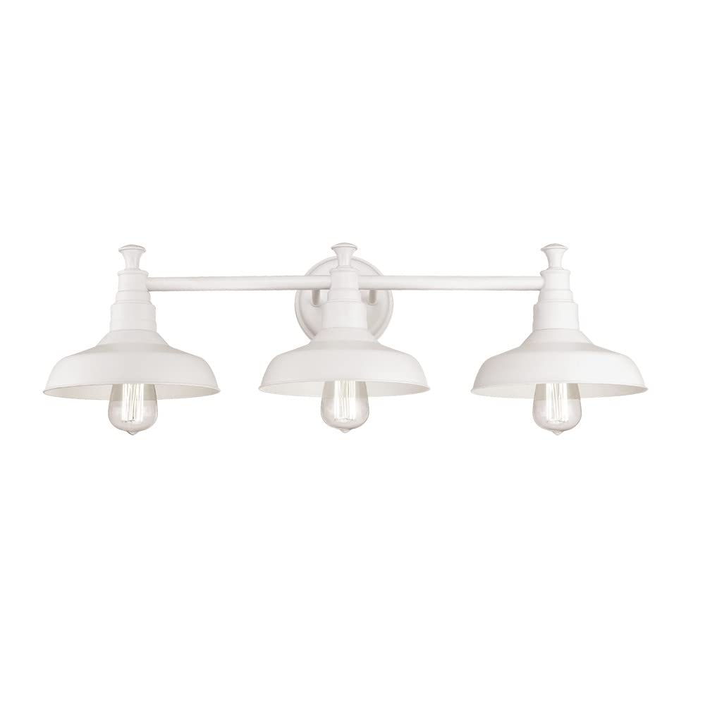 Industrial Farmhouse 3-Light Indoor Bathroom Vanity Light with Metal Shades for Over the Mirror, Galvanized Paint