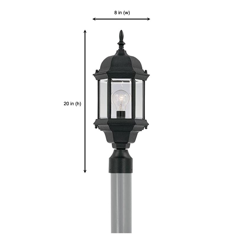 Outdoor Light Fixture, 14 Inch Exterior Wall Mount Lantern Sconce, Clear Glass Porch Lights for Front Door, Patio, and House Garage, Black, 2961-BK