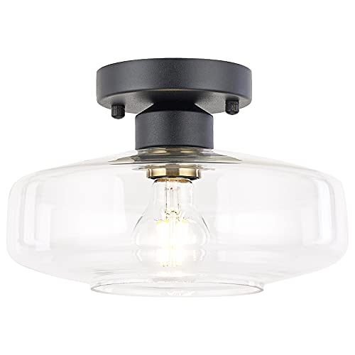 Flush Mount Light with Frosted Glass Shade, Brass Gold Finish Ceiling Light Fixture for Kitchen, Hallway, Entryway, Bathroom, Closet