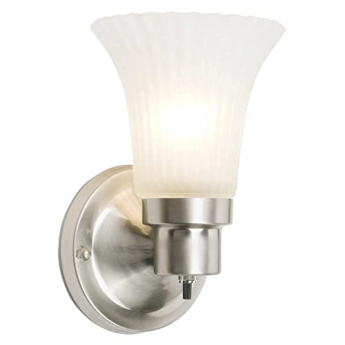 505115 Village 1-Light Indoor Dimmable Wall Sconce Frosted Flute Glass with Twist On/Off Switch for Bathroom Bedroom Hallway, 8.25" H x 5.1" W, Oil-Rubbed Bronze