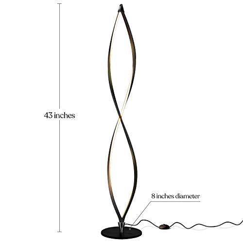 Twist Floor Lamp, Bright Tall Lamp for Offices, Modern LED Spiral Lamp for Living Rooms, Dimmable Standing Lamp with Sturdy Base for Bedroom Reading, Great Living Room Decor - Silver