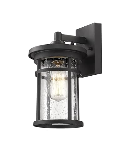 Outdoor Wall Sconces, Exterior Wall Lantern, Outdoor Wall Lighting Fixture, Outdoor Wall Mounted Lights, Outdoor Wall Lights for Patio, Porch, Garden,Balcony (Black, 12" H)