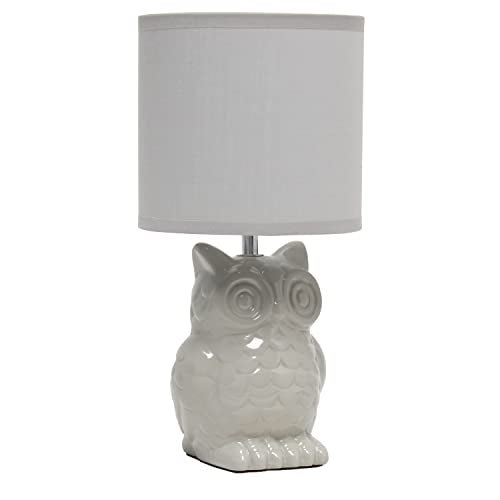 12.8" Tall Contemporary Ceramic Owl Bedside Table Desk Lamp w Matching Fabric Shade for Decor, Bedroom, Nightstand, Living Room, Entryway, Kids' Room, Nursery, Sage Green