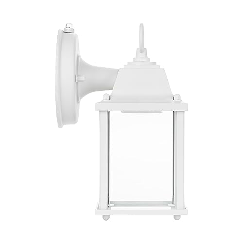 Outdoor Wall Lantern, Wall Sconce as Porch Lighting Fixture, E26 Base 60W Max., Aluminum Housing Plus Glass, Water-Proof and Outdoor Rated, ETL Qualified, 2-Pack, White