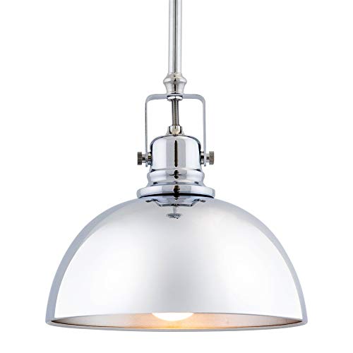 9" Contemporary Industrial Pendant Light, Adjustable Length + Shade Swivel Joint, Brushed Brass Finish