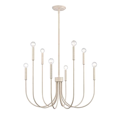 8-Light Chandelier - in Antique White Finish, 28-Inch Wide, Transitional Style