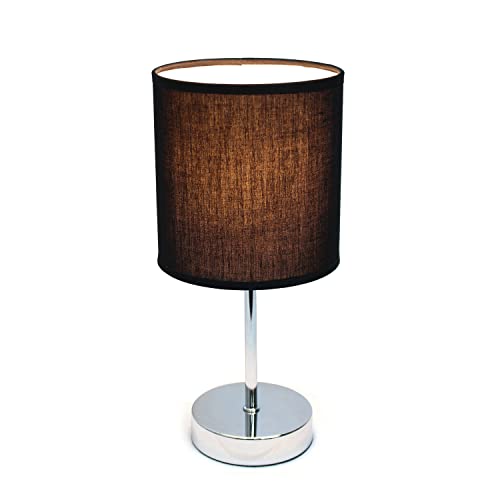 Chrome Mini Basic Table Lamp with Fabric Shade, White