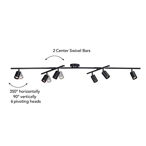 6-Light Track Lighting, Matte Black, Center Swivel Bars