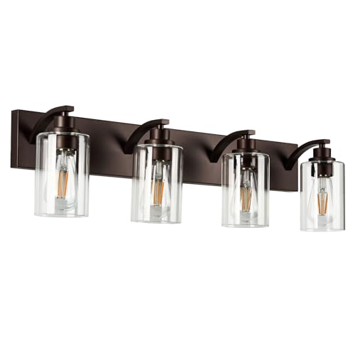 2-Light Bathroom Light Fixtures Modern Chrome Vanity Lights for Bathroom Lighting fixtures Over Mirror with Clear Glass Shade for Cabinet Mirror Bedroom Hallway