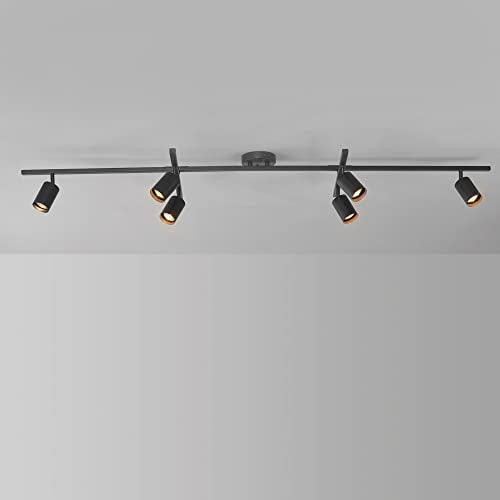 6-Light Track Lighting, Matte Black, Center Swivel Bars