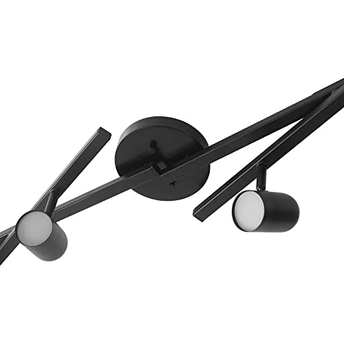 6-Light Foldable LED Integrated Track Lighting, Matte Black, Center Swivel Bars, 2400 Lumen