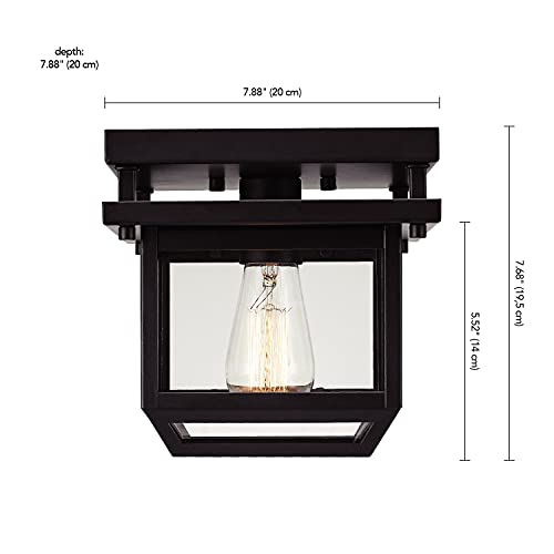 1-Light Outdoor/Indoor Semi-Flush Mount Ceiling Light, Oil Rubbed Bronze, Clear Seeded Glass Shade, Bulb Not Included