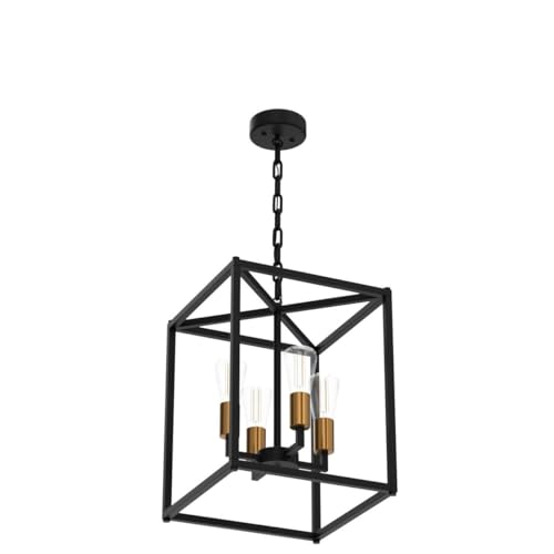 4-Light Black Chandelier,Modernized Ceiling Hanging Light Fixture for Bedroom Kitchen Island Foyer Living Room Dining Room Hallway