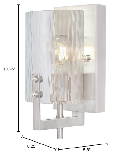 One Indoor Fixture, Finish Wall Sconce, 1-Light, Brushed Nickel Frosted Glass