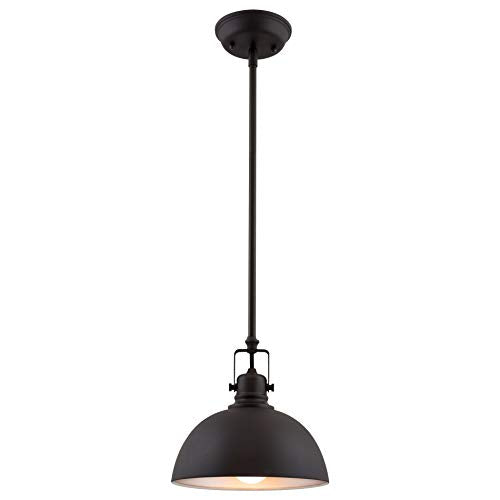 9" Contemporary Industrial Pendant Light, Adjustable Length + Shade Swivel Joint, Brushed Brass Finish