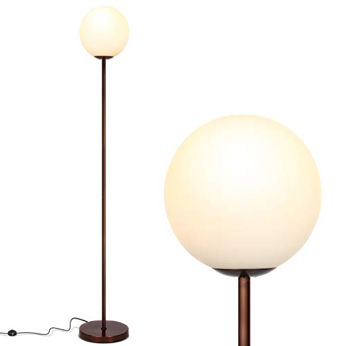 LED Floor lamp, Modern Lamp for Living Rooms & Offices, Great Living Room Décor, Tall Lamp with Frosted Glass Globe, Mid Century Standing Lamp for Bedroom Reading - Brass/Gold