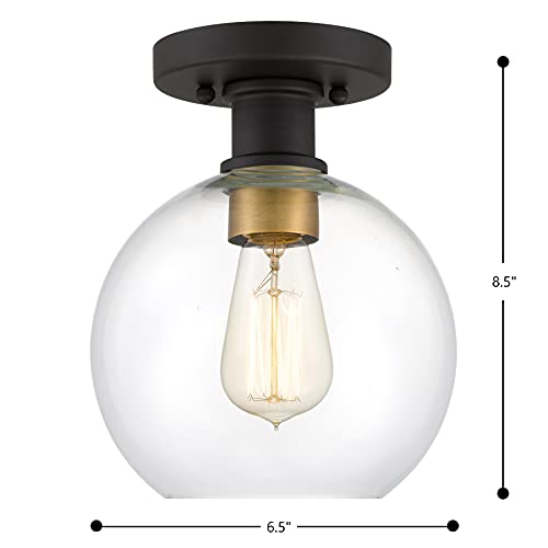 Modern Farmhouse 2-Light Vanity Light Wall Sconce Lighting with Clear Glass Globe Shade in Light Black Finish for Bedroom, Hallway, Kitchen